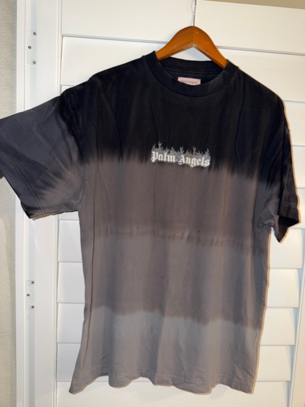 Palm Angels Black & Gray Ombre Flame Logo Tee